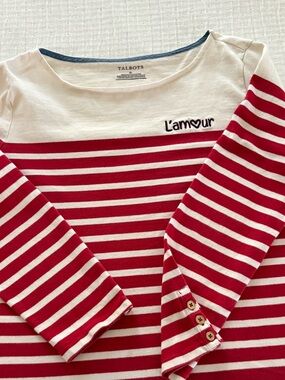 Talbots women’s' Red & White Striped L'Amour Long-Sleeve Top.